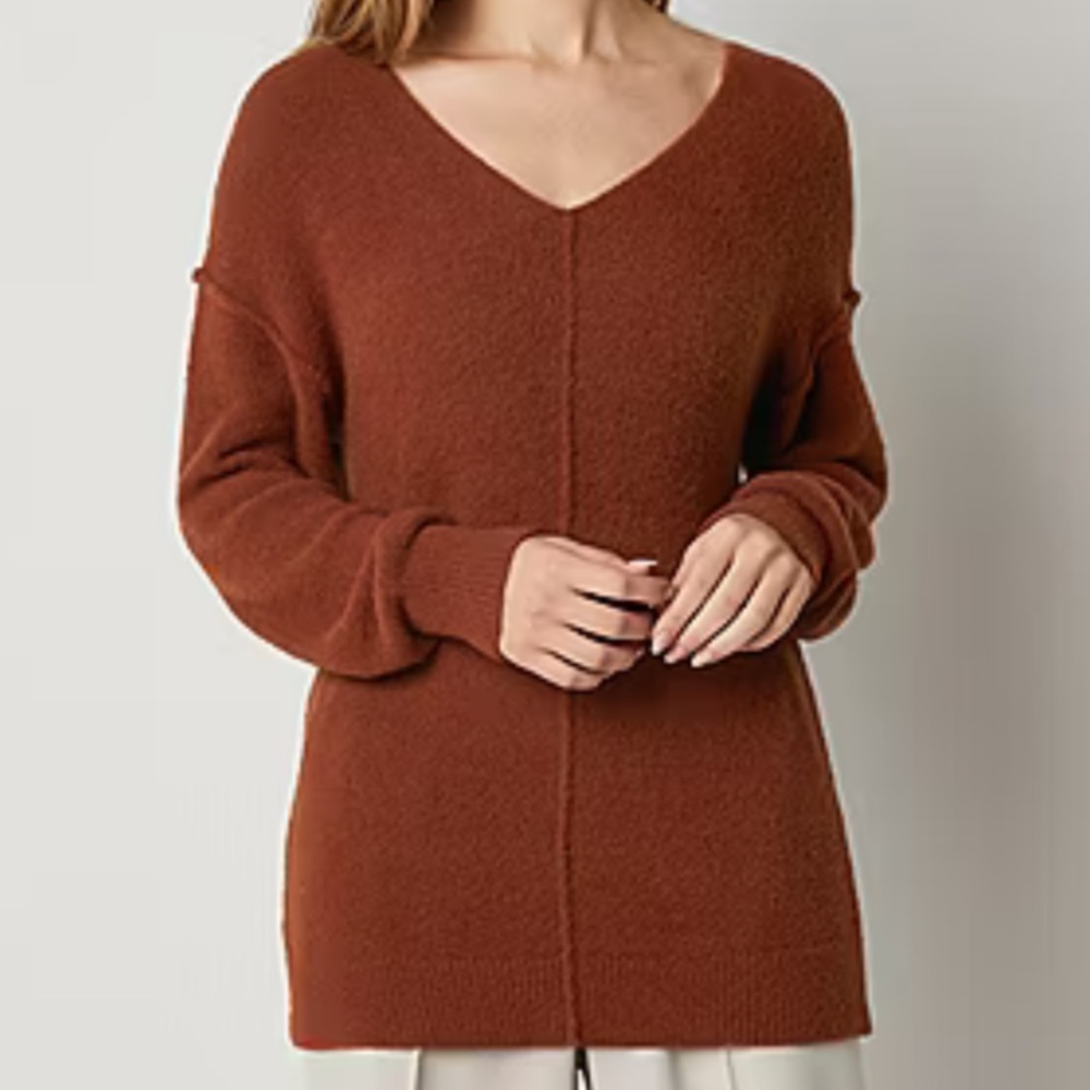 Stylus Womens V Neck Long Sleeve Pullover Sweater XS